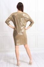 Złota cekinowa błyszcząca sukienka mini