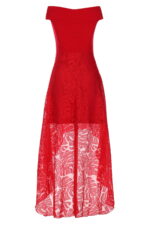 Sukienka asymetryczna, czerwona, wypalanka
