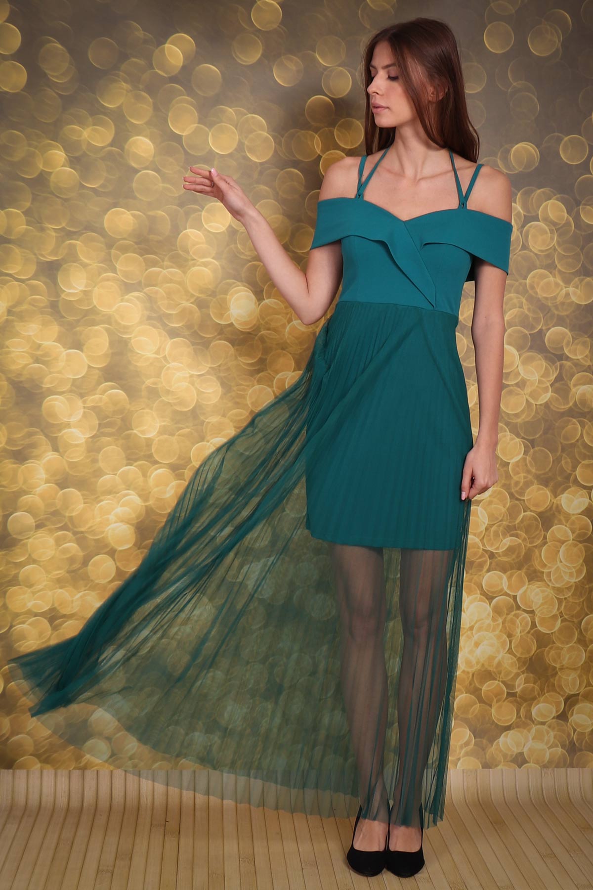 Wieczorowa suknia z Tiulem, Zielona