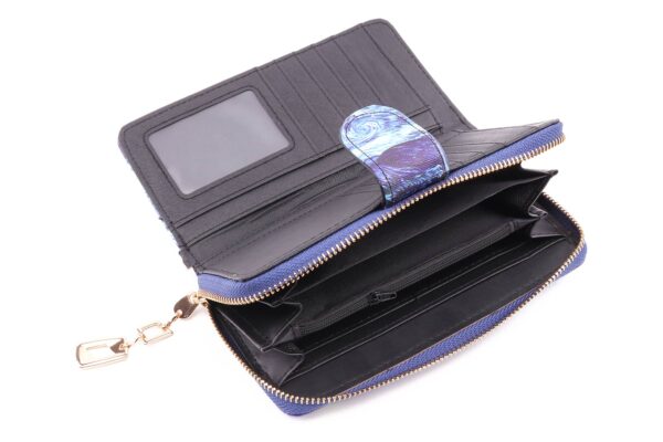 Duży niebieski portfel z zapięciem