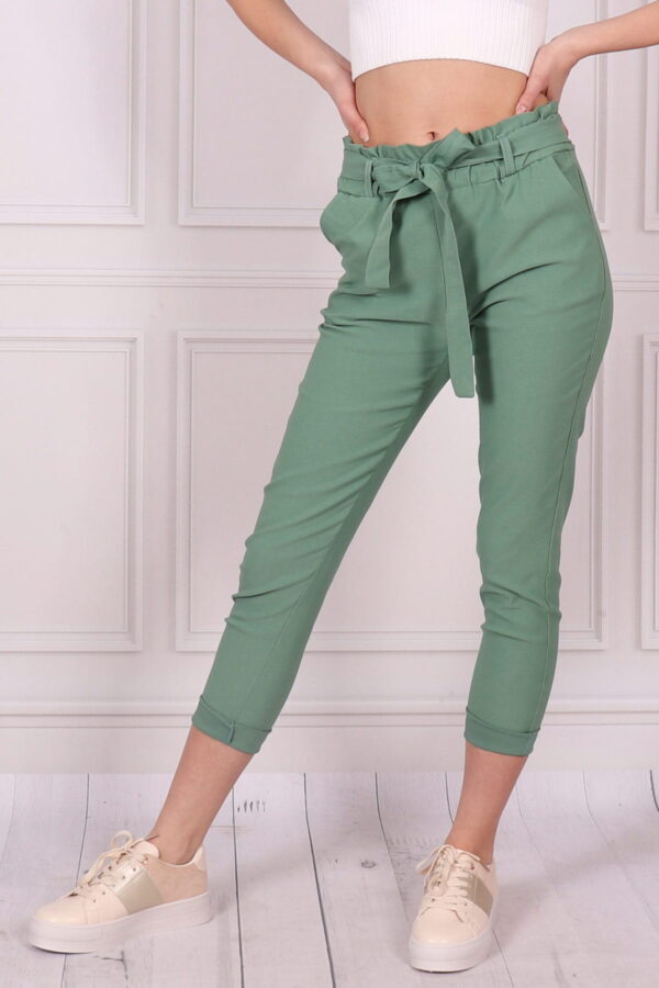 Spodnie elastyczne z wiązaniem jasno zielone