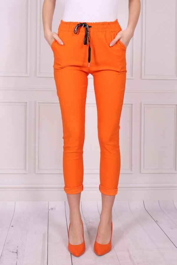 Spodnie z gumką w pasie kieszenie elastyczne pomarańczowe