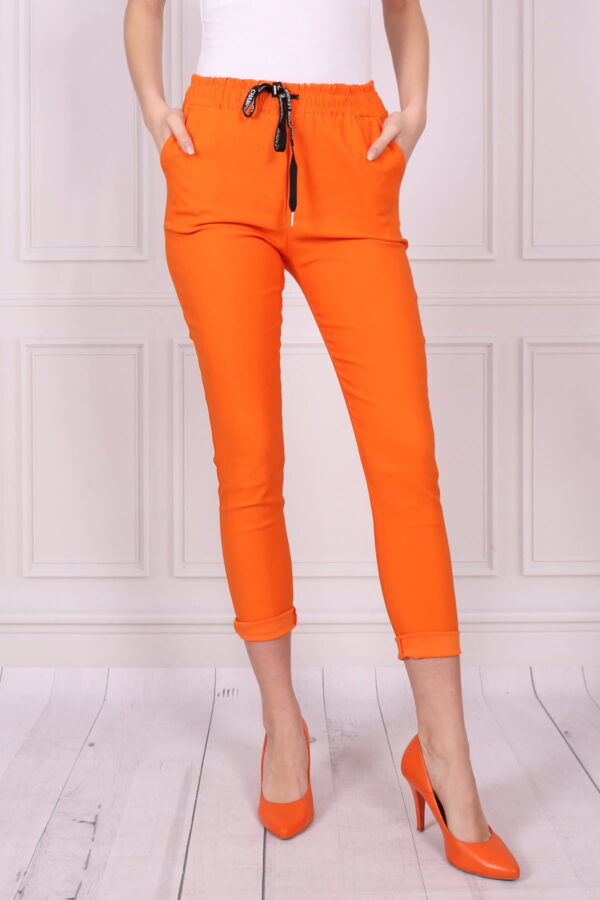 Spodnie z gumką w pasie kieszenie elastyczne pomarańczowe