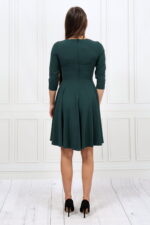 Zielona odcinana rozkloszowana sukienka z zakładką