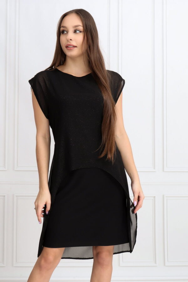 Sukienka połyskująca z paskiem, czarna