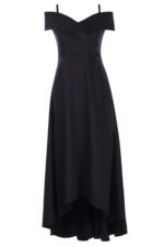 Asymetryczna sukienka na ramiączkach, balowa, czarna
