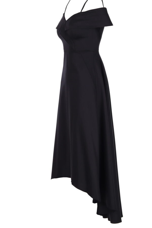 Asymetryczna sukienka na ramiączkach, balowa, czarna